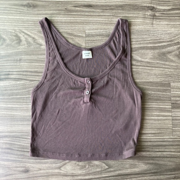 Aritzia Sunday Best Kara Crop Tank Brown XS - Picture 2 of 6